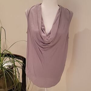 Theory light grey drape neck sleeveless top